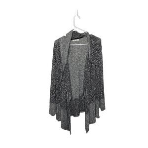 Cato Marled Open Front Grey Black Long Sleeve Cardigan Sweater Size 18/20W